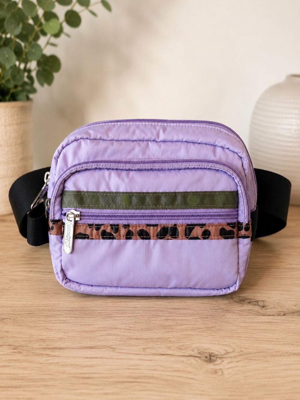 LeSportsac x Owie Belt Bag Lavender Leopard Nylon Crossbody Festival